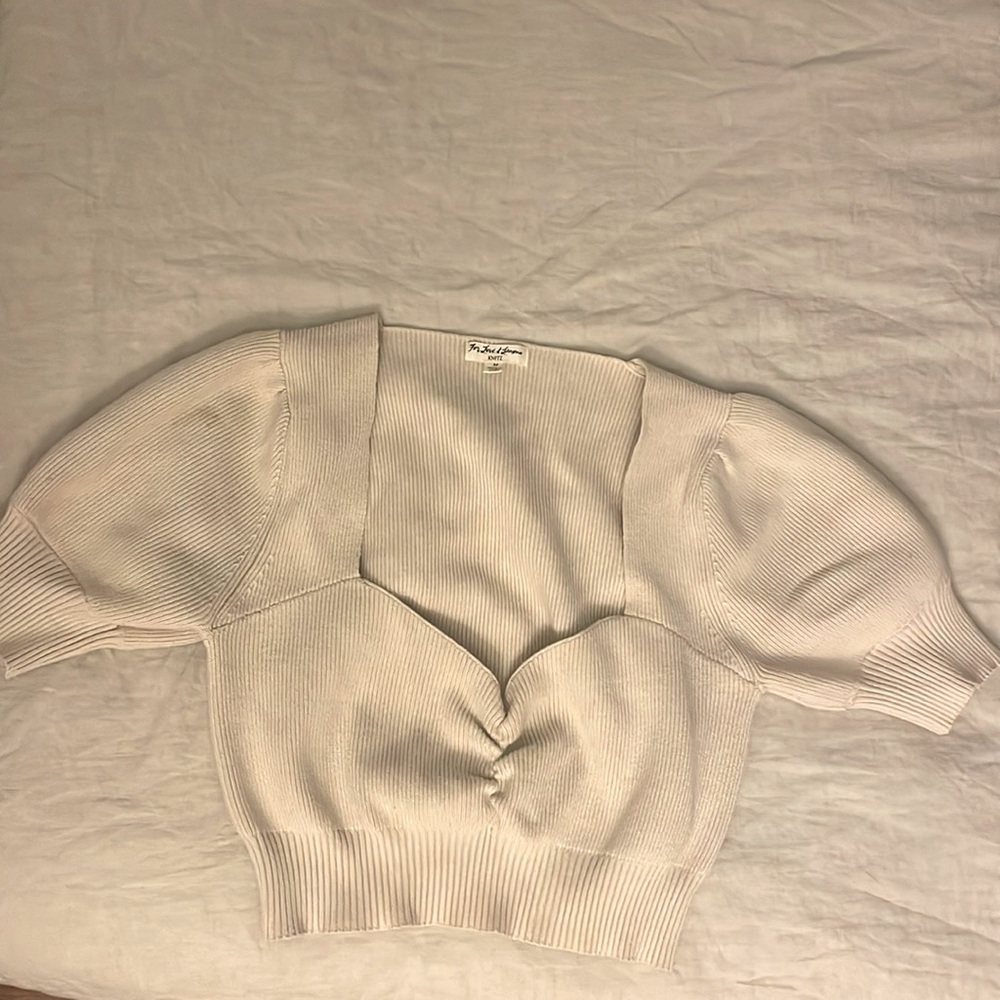 For Love & Lemons Spring Ivory Knit Crop Top Sz M